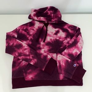 pink tie dye champion hoodie